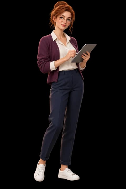 Gry, female character with her tablet and stylus