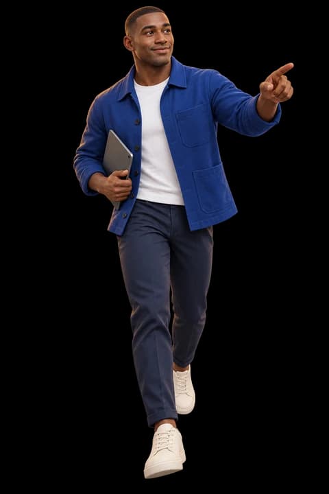 Juo, male character holding a tablet