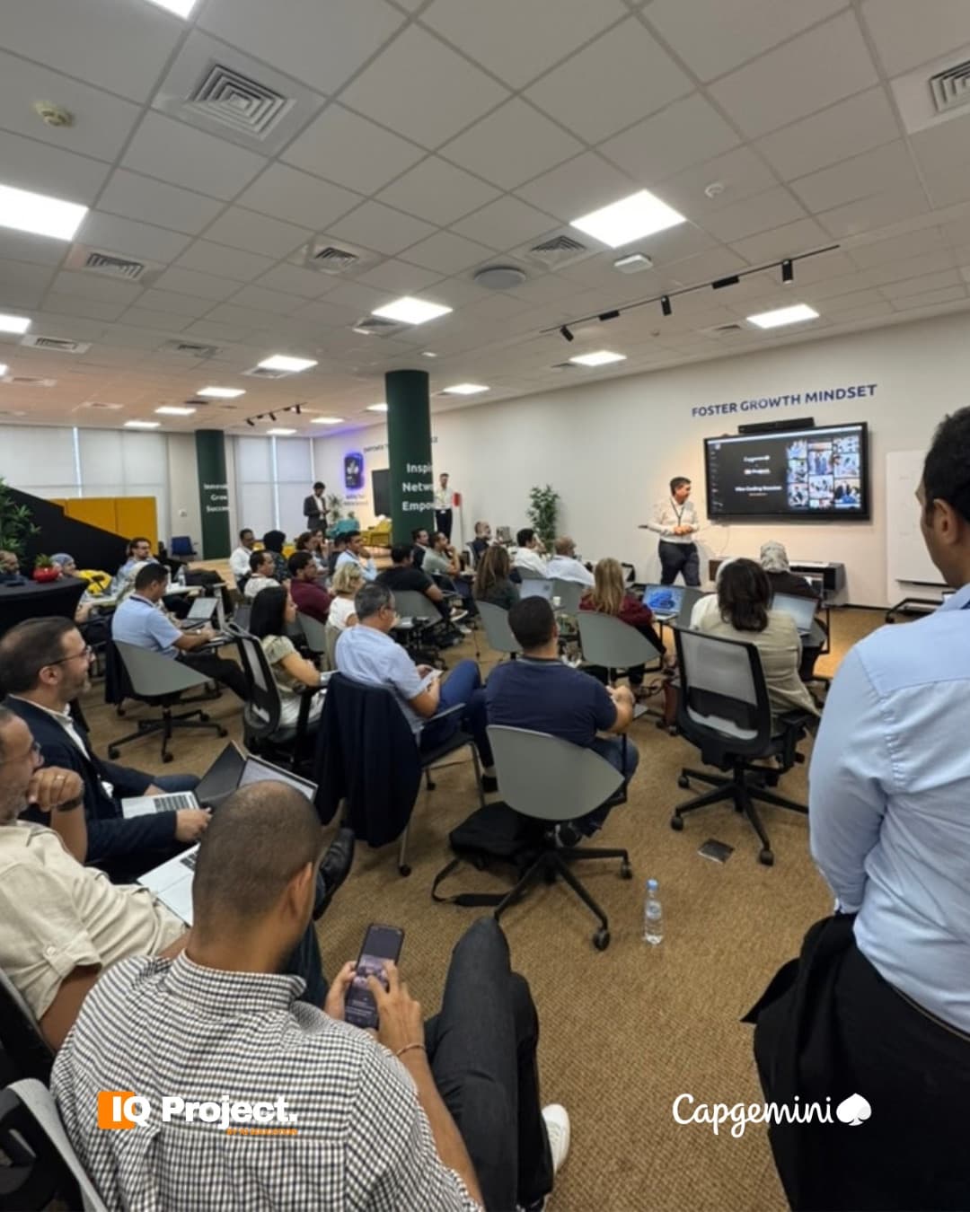 A Capgemini leadership cohort in a lab session in Casablanca